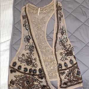 Beaded sheer vest